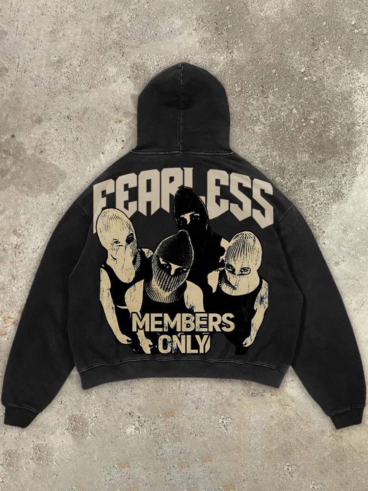 Fearless Graphic Acid Washed Oversized Hoodie