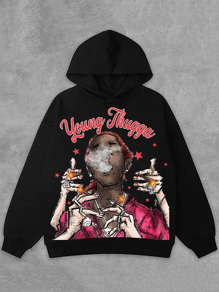 Young Thugga-Luh Lattt Graphics Print Side Pockets Hoodie