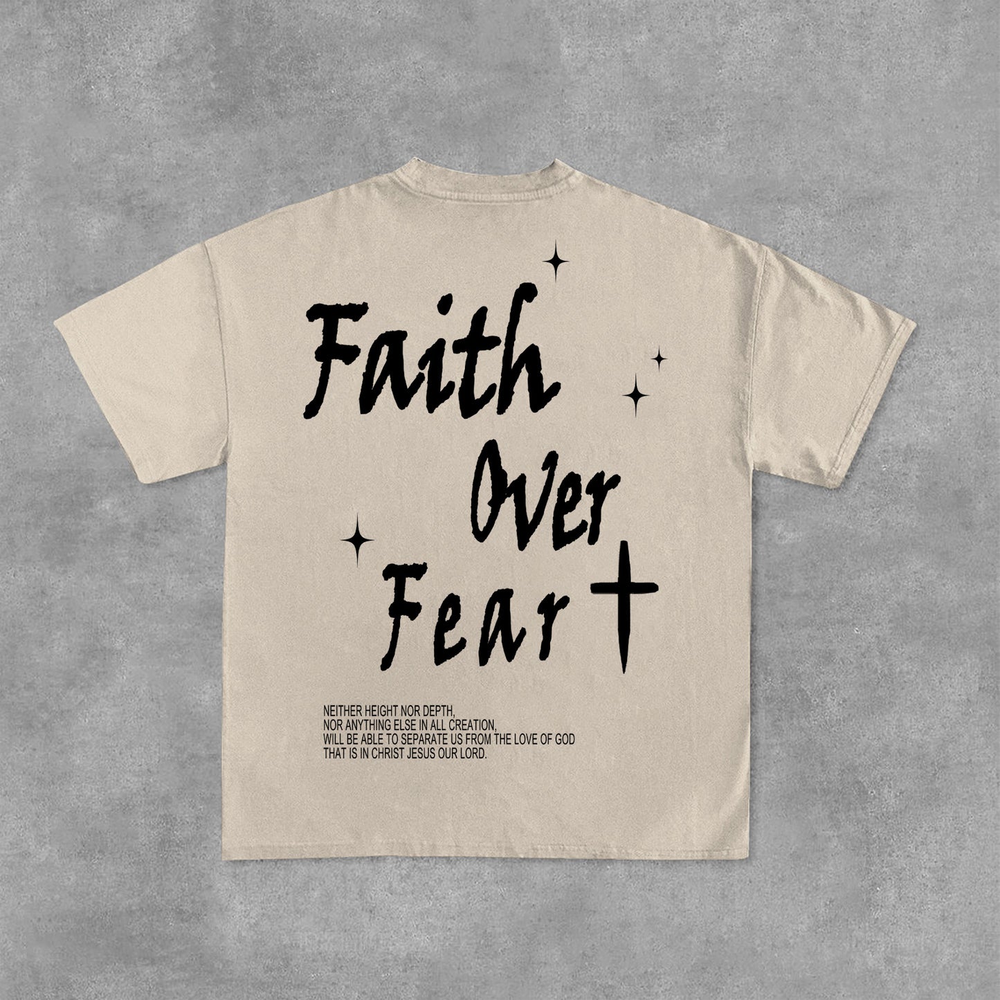 Faith Over Fear Bible Graphic Print Cotton T-Shirt