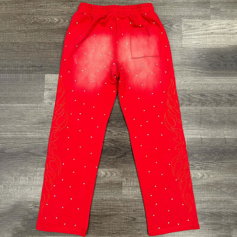 Vintage Polka Dots Fire Painted Flared Sweatpants