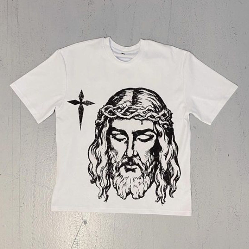 Vercoo Vintagethe Way Jesus Graphic Cotton Short Sleeve T-Shirt