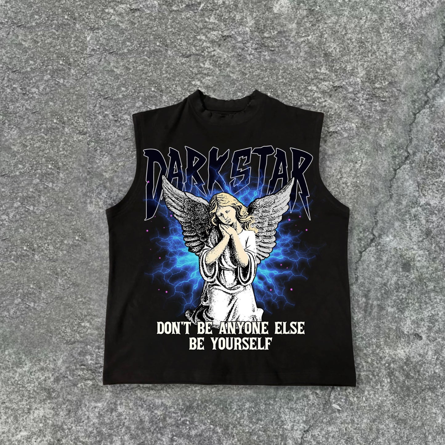 Darkstar-Angel Jesus Lightning Vintage Print Pattern Cotton Tank Top