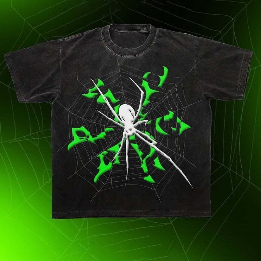 Vercoo Y2k Fashion Spider Graphic Print Cotton T-Shirt