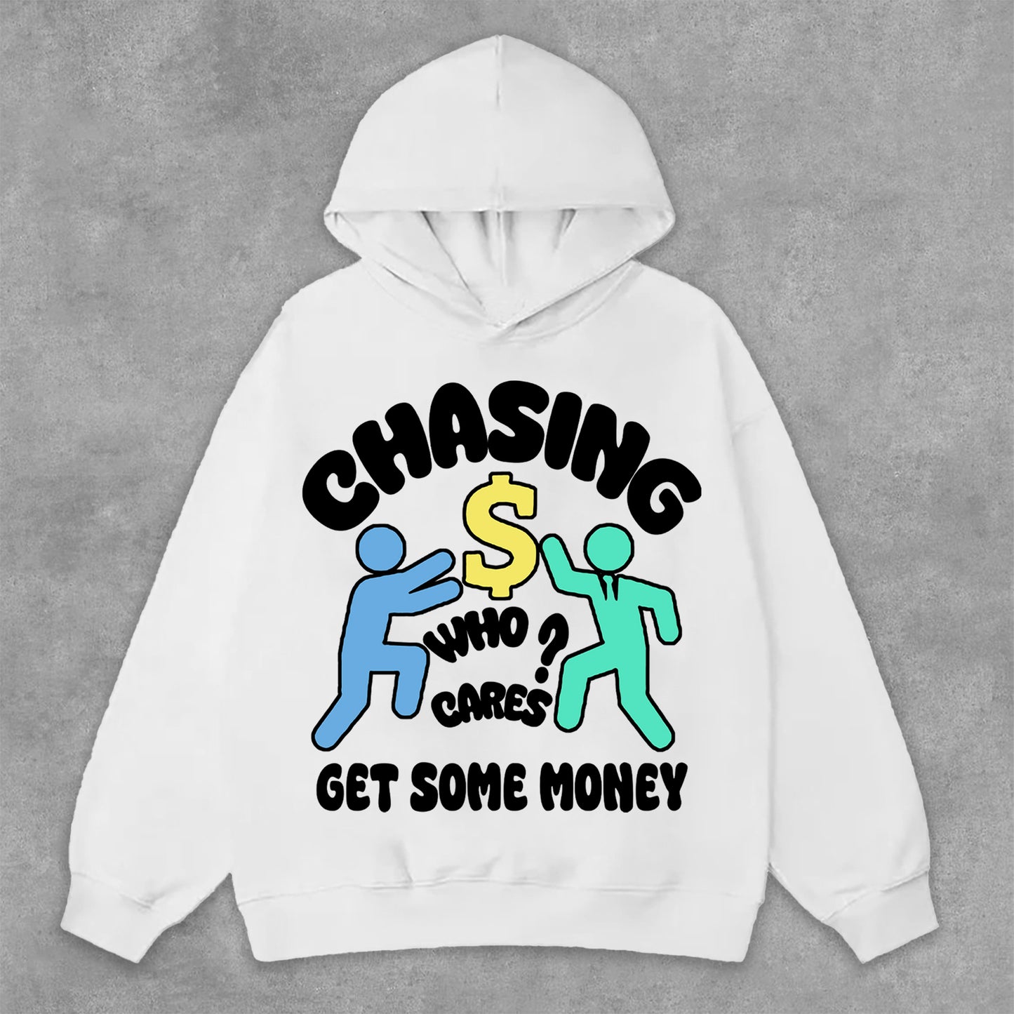 Men's Chasing Money Graphic Print Pockets Hoodie