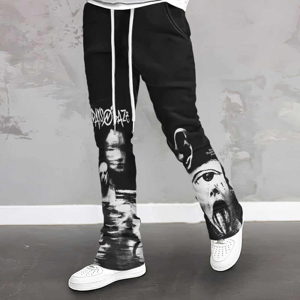 Artistic Portrait Print Street Casual Sweatpants