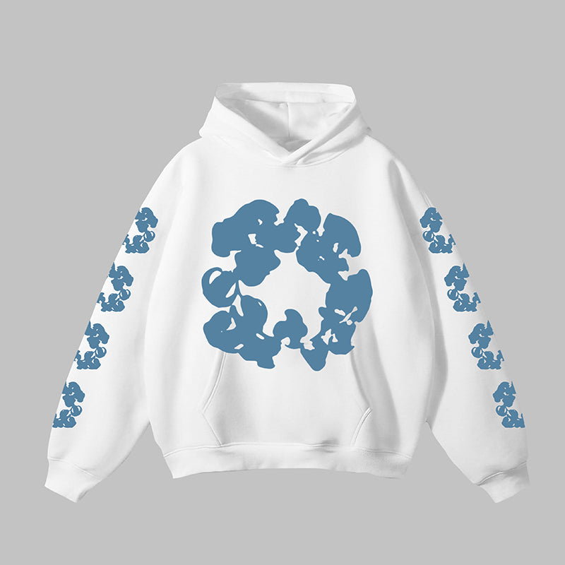 Essential Flower Wreath Graphic Print Pocket Hoodie