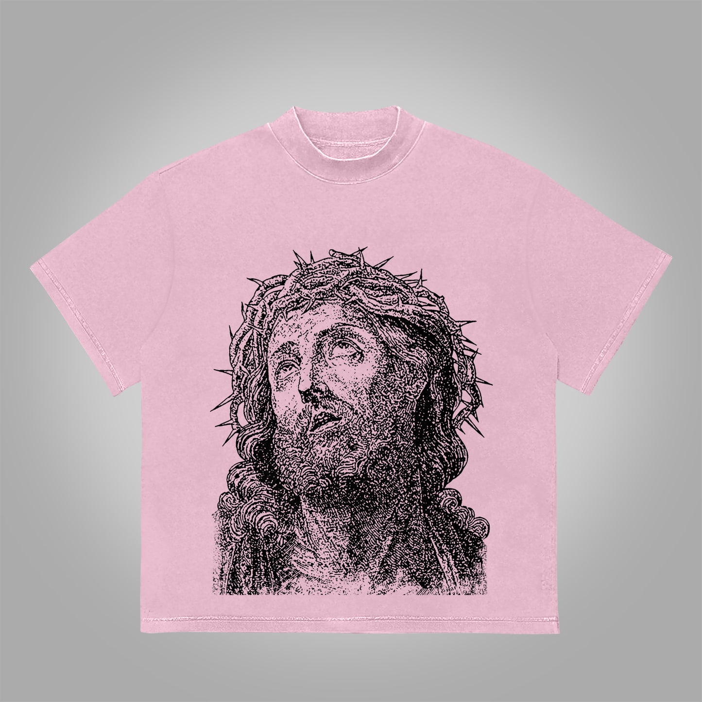 Vercoo Vintage Jesus Portrait Graphic Print Cotton T-Shirt