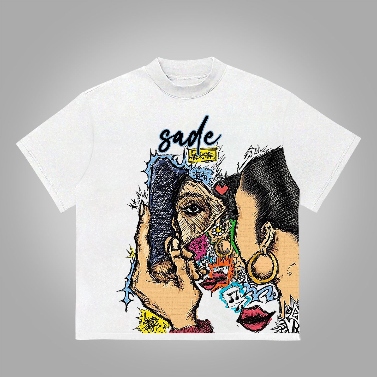 Vercoo Vintage Sade Adu Graphic Print Cotton T-Shirt