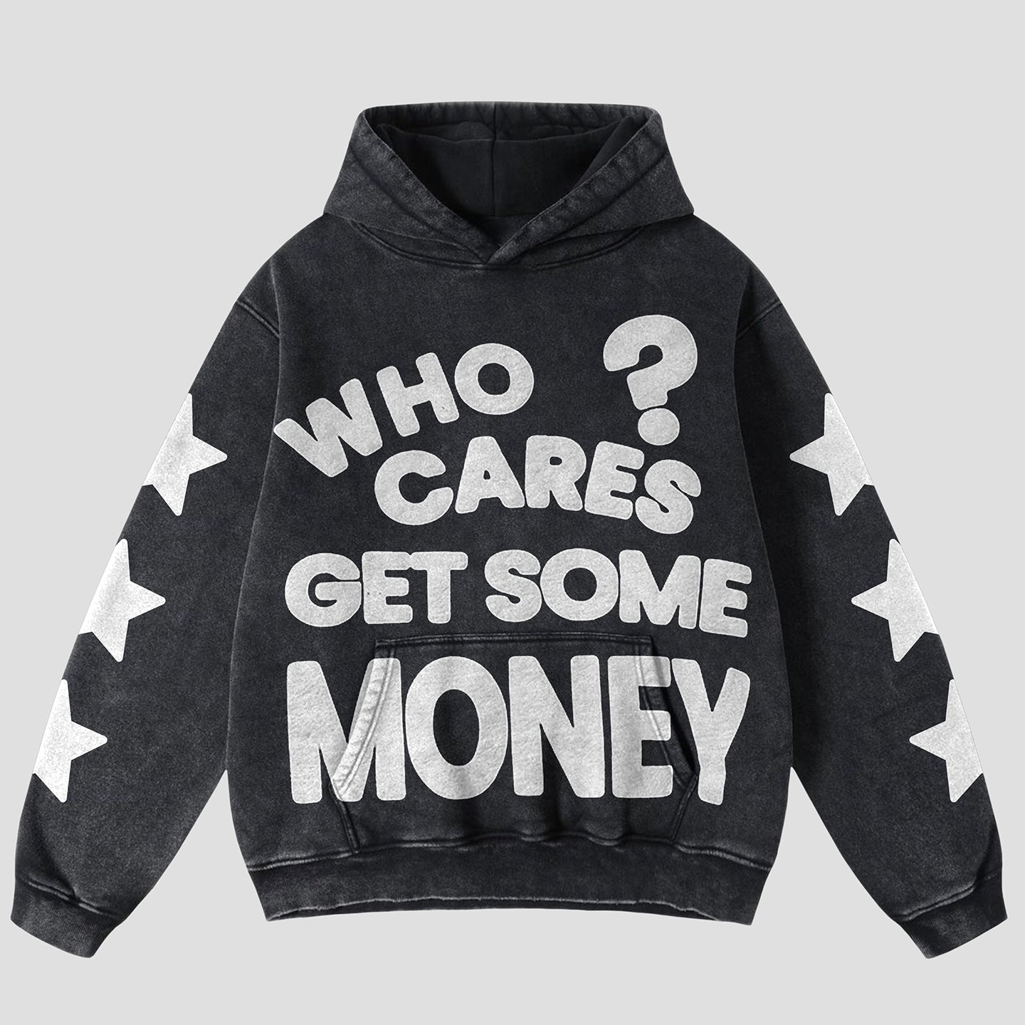 Vintage Chasing Money Graphic Acid Washed Oversized Hoodie