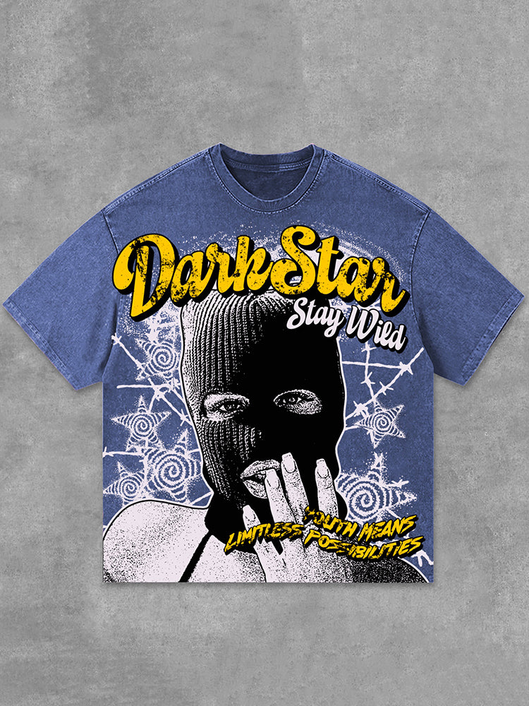 Darkstar - New Print Pattern - 'keep Wild' Acid Washed T-Shirt