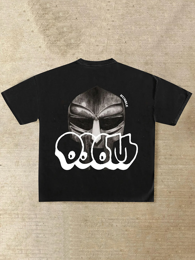 Vercoo Vintage Mf Doom Graphic Casual Street Basketball T-Shirt