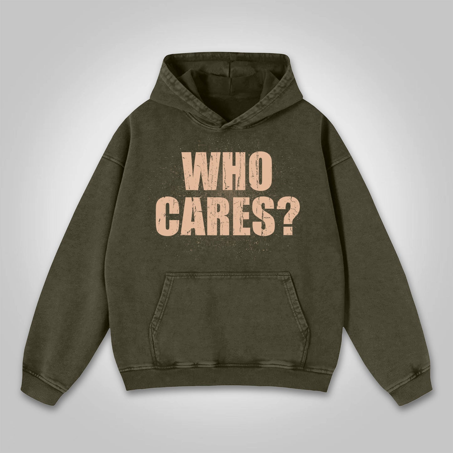 Vercoo Who Cares？vintage Outlet Firearms Graphics Washed Distressed Pocket Hoodie