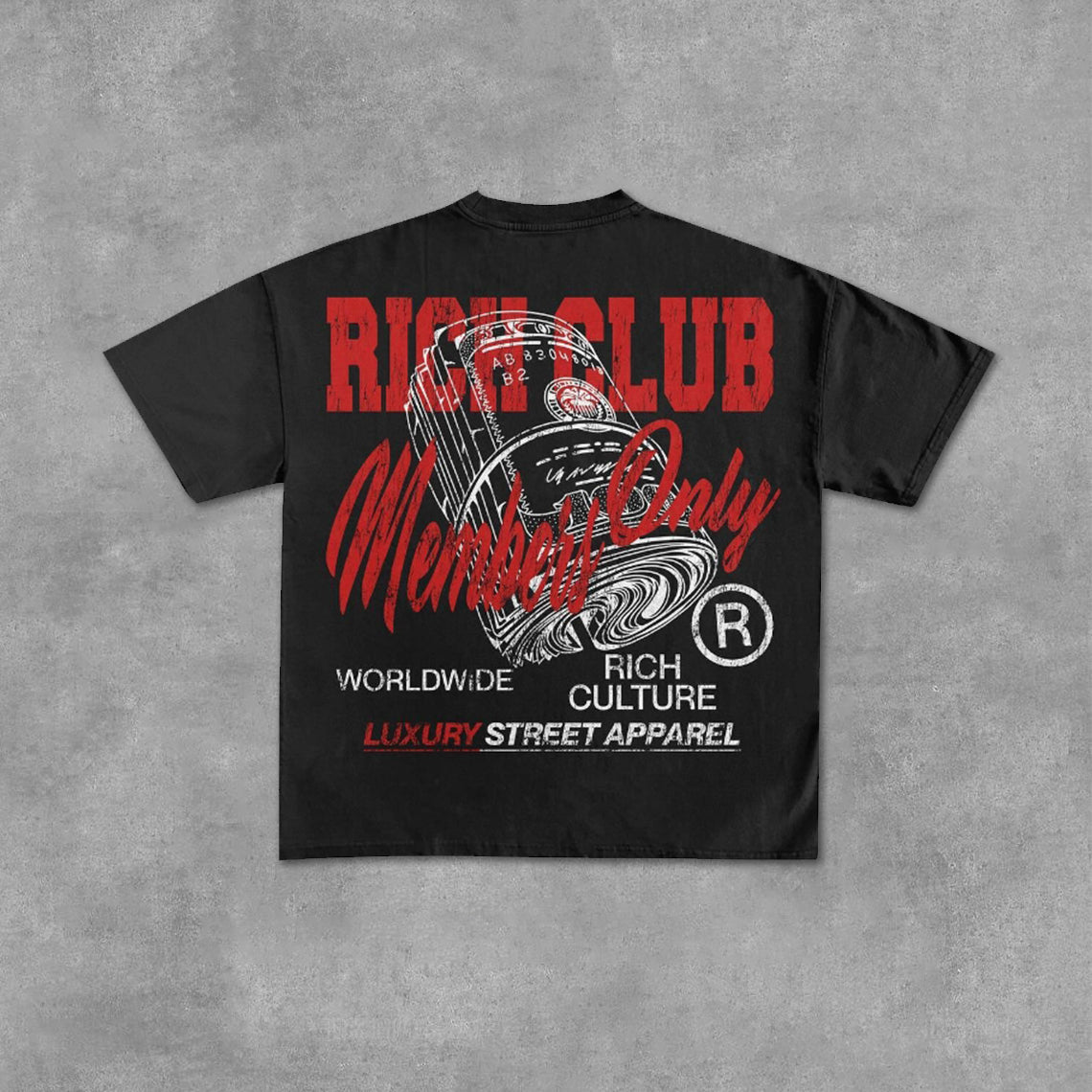 Vintage Rich Club Members Only Art Graphic Cotton T-Shirt