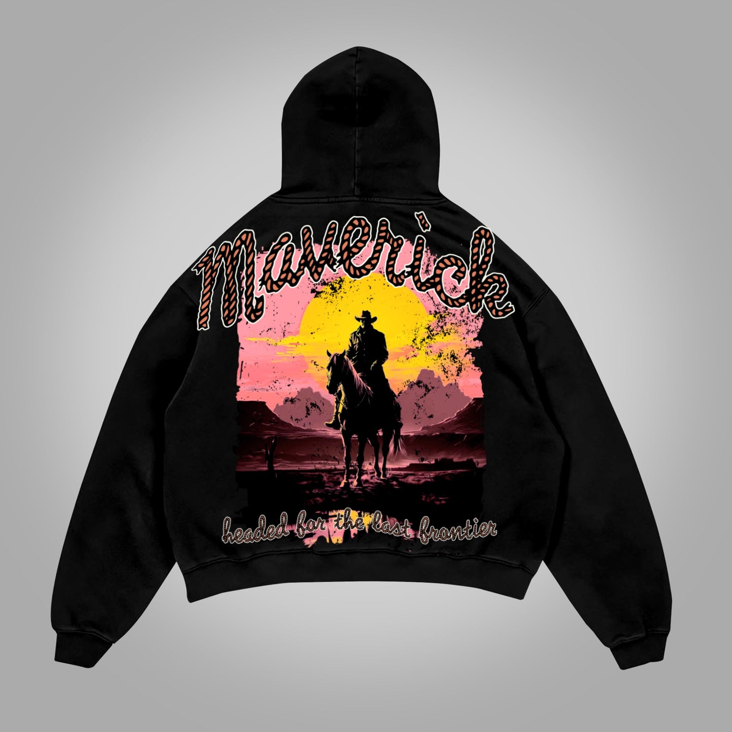 Live Wild Die Free Cowboy Make Vintage Graphics Cotton Pocket Hoodie