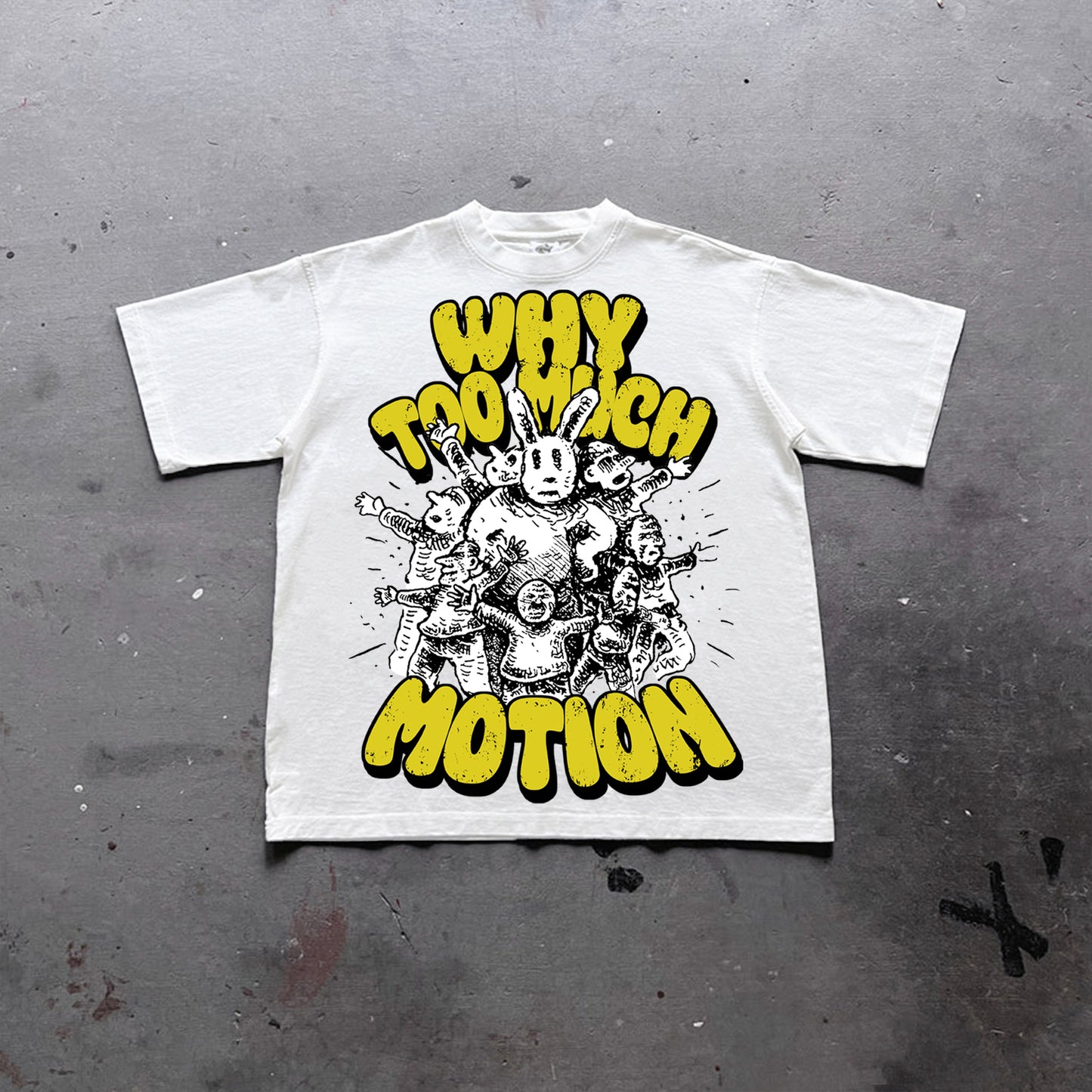 Vintage Why Too Much Motion Graphic Print Cotton T-Shirt