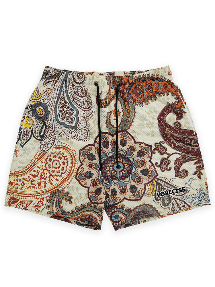 Vercoo Vintage Paisley Essentials Graphic Men's Mesh Shorts