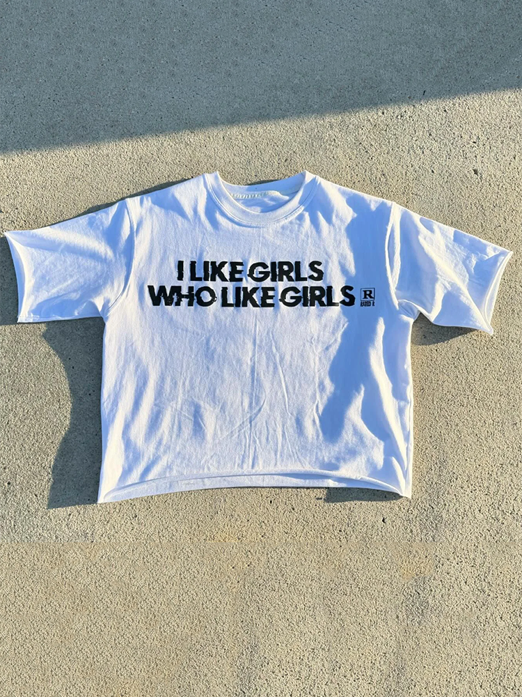 I Like Girls Vintage Graphic Print T-Shirt