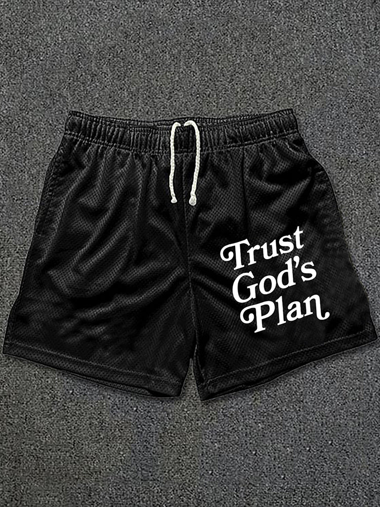 Men's Street Trust God's Plan Mesh Drawstring Shorts