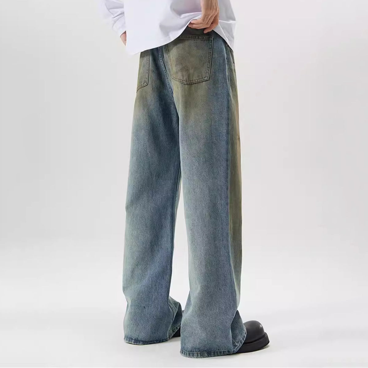 Men's Mud-Dyed Dirtyfit Loose Bootcut Jeans