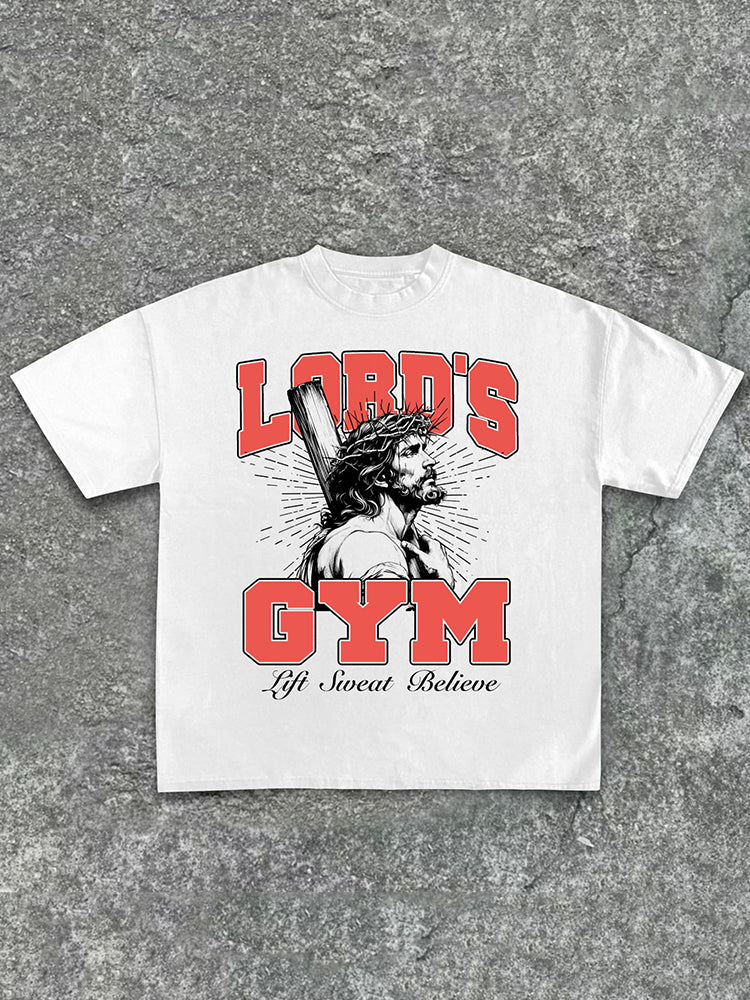 Casual Jesus God Gospel Sports Letters - Lord's Gym - Printed Pattern Cotton T-Shirt