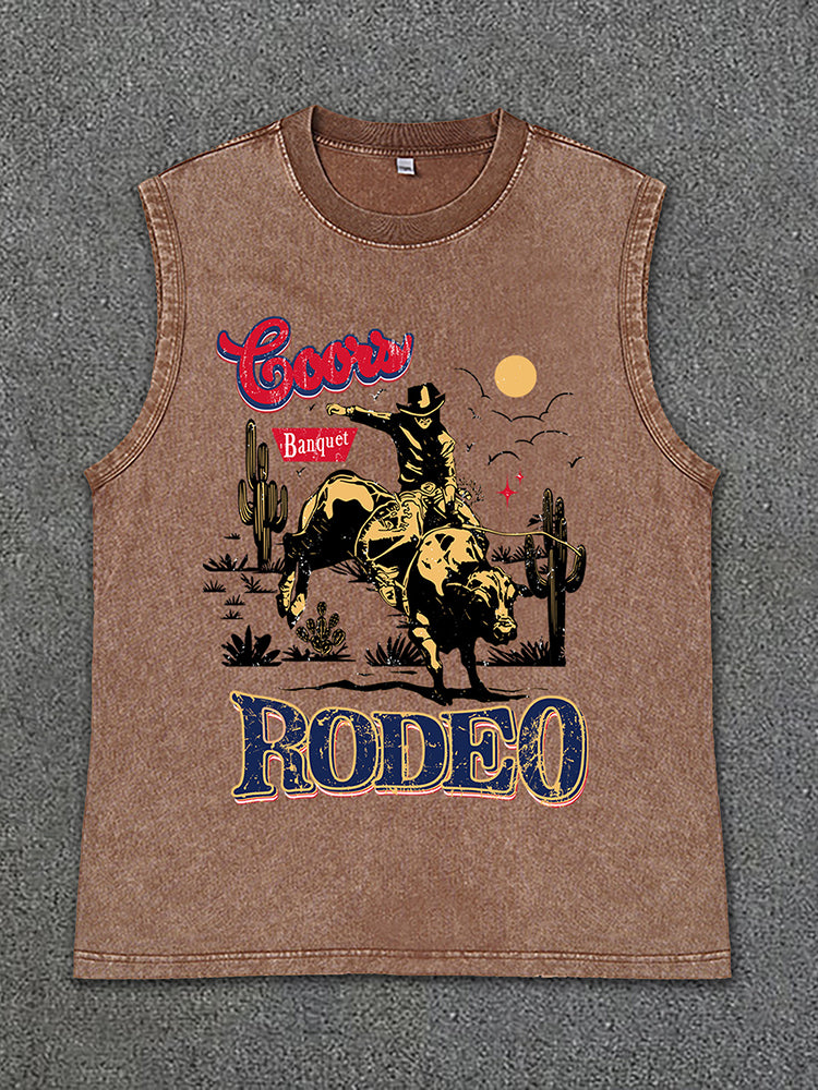 Vintage Coors Banquet Rodeo Classic Graphics Vintage Wash Sleeveless Tank Top