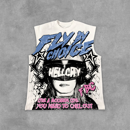 Fly By Choice Graphic Print Cotton Tank Top