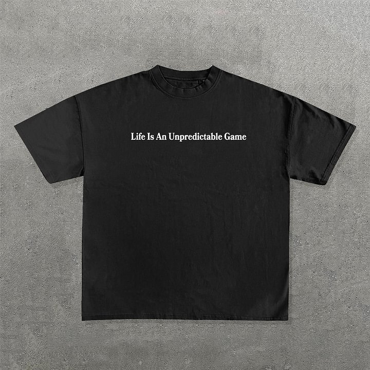 Vercoo Vintage Life Is An Unpredictable Game Graphic 100% Cotton T-Shirt