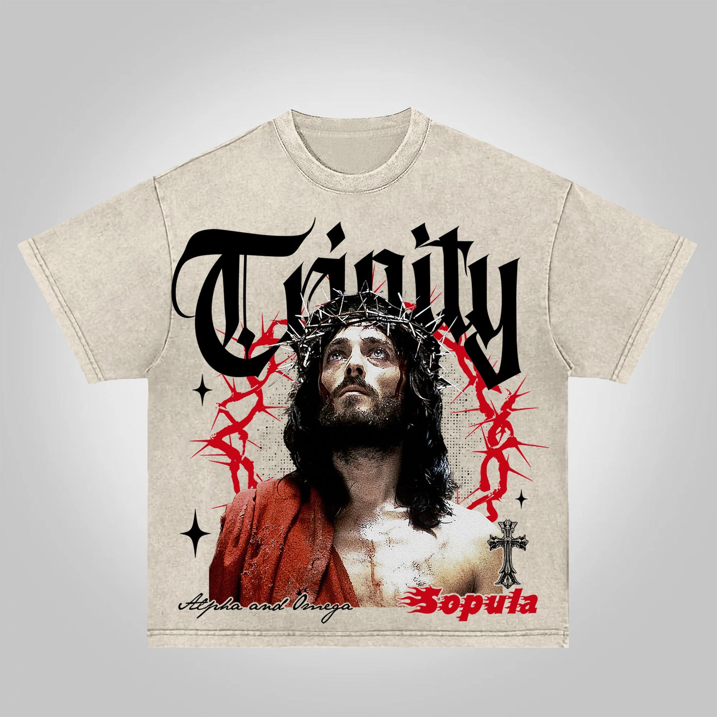 Vintage Thorn Jesus Graphic Acid Wash T-shirt