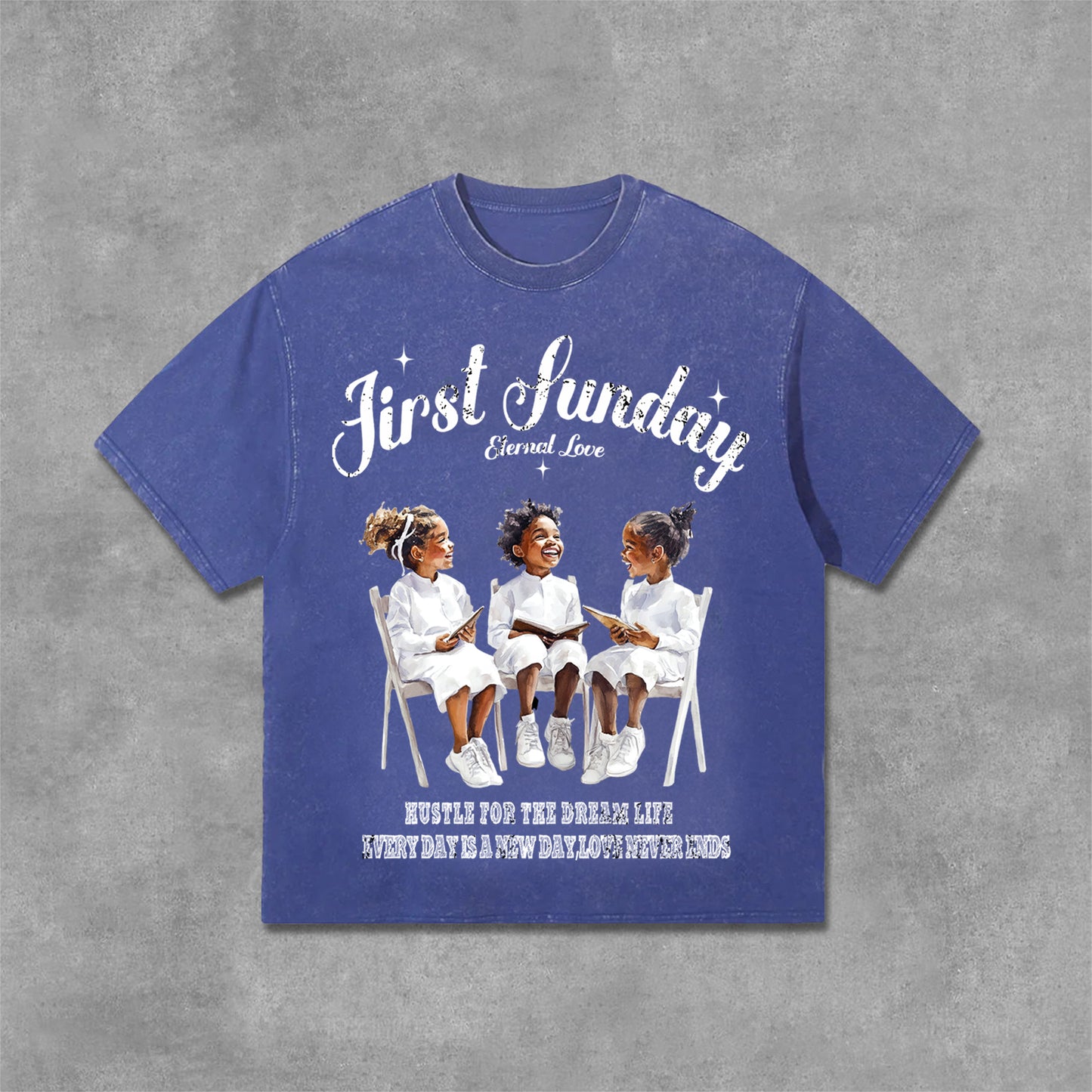 First Sunday Graphics Print Acid Washed T-Shirt