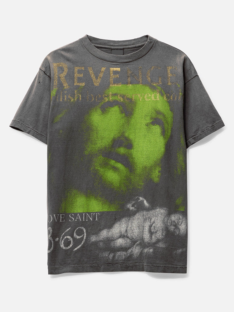 Vercoo Vintage Love Saint Print T-Shirt