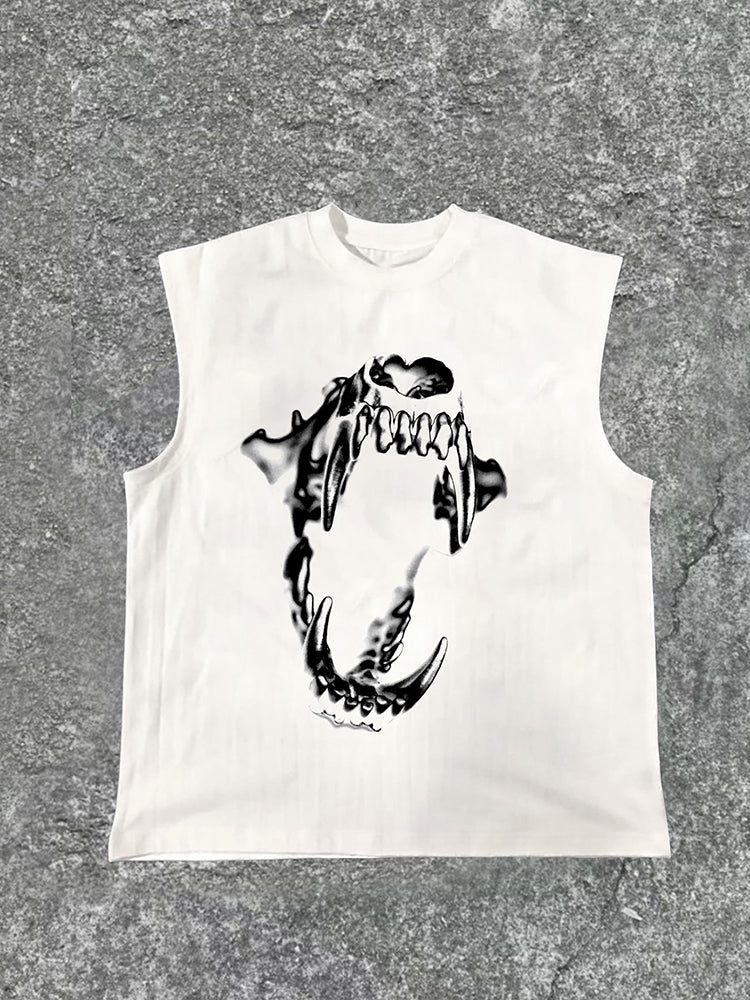 Men's Metal Fangs Print Cotton Tank Top