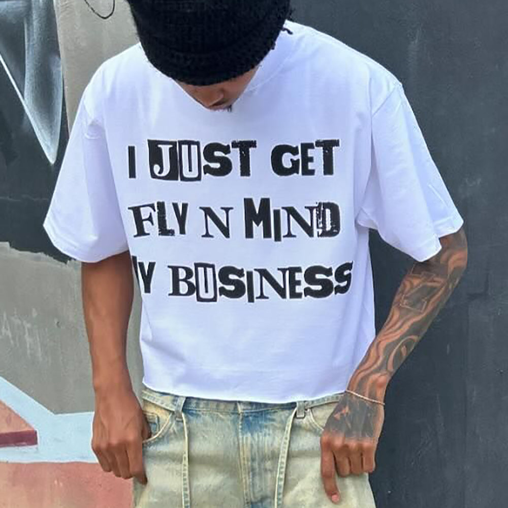 Vintage I Just Get Fly Printed Cotton Short Sleeve T-Shirt