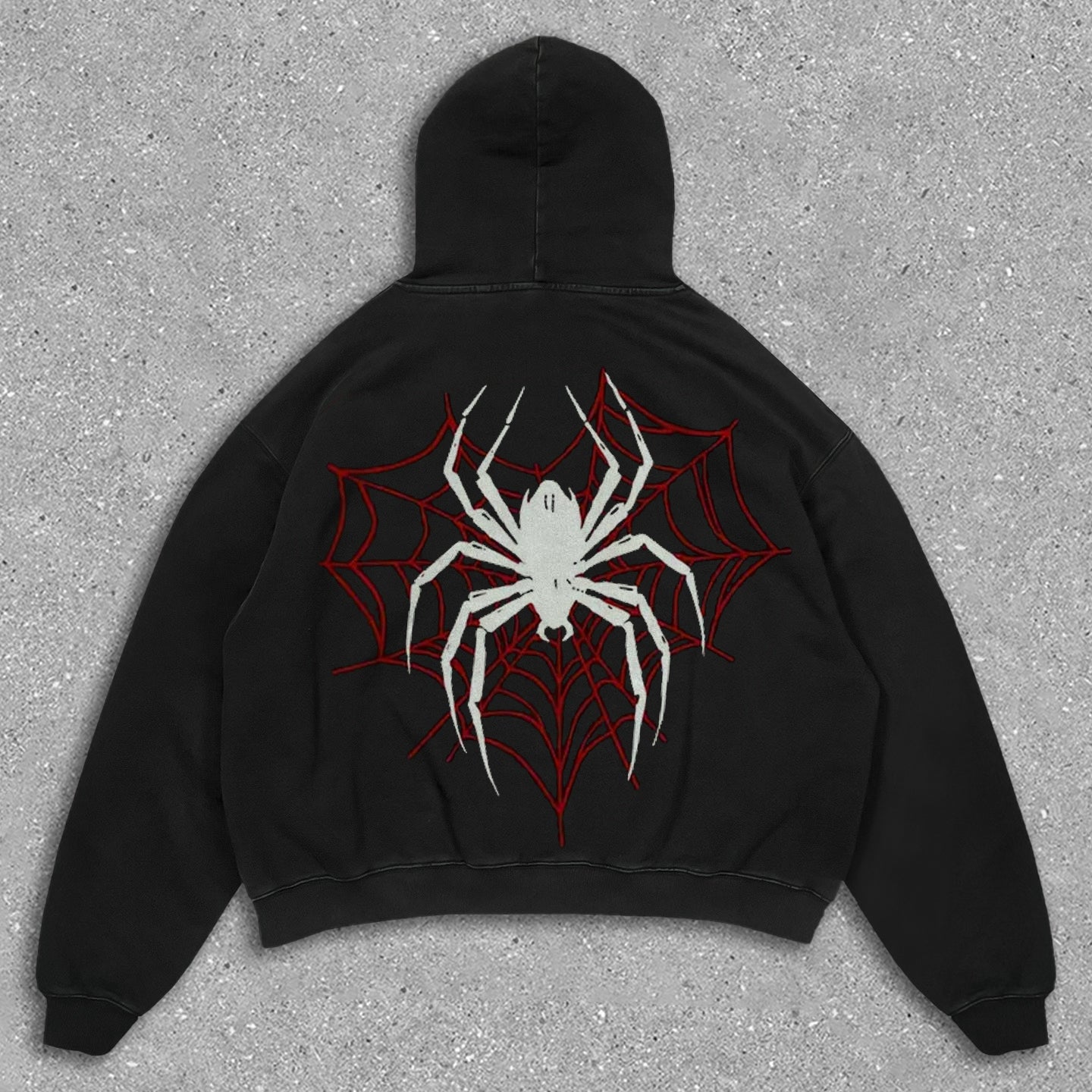 Vercoo Vintage Spider Graphic Acid Washed Oversized Hoodie