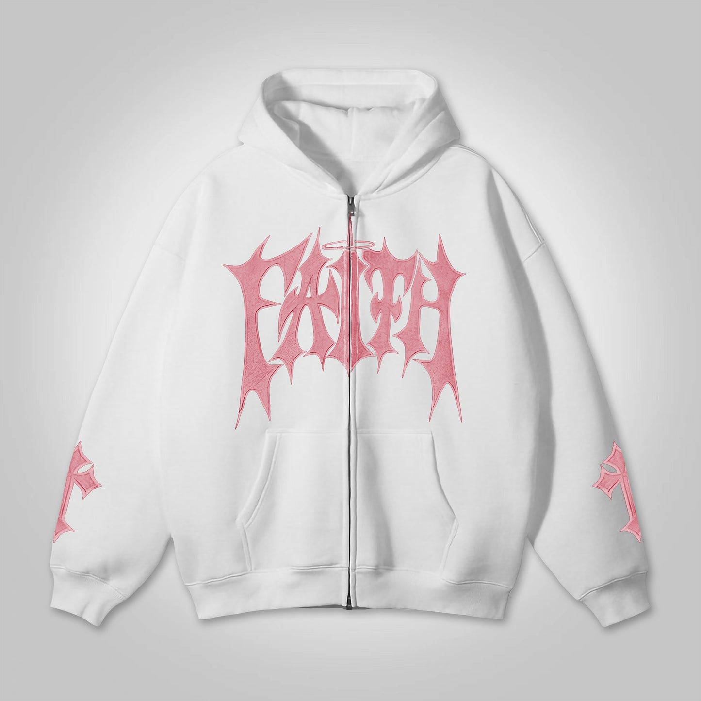 Faith Cross Print Full Zip-Up Hoodie