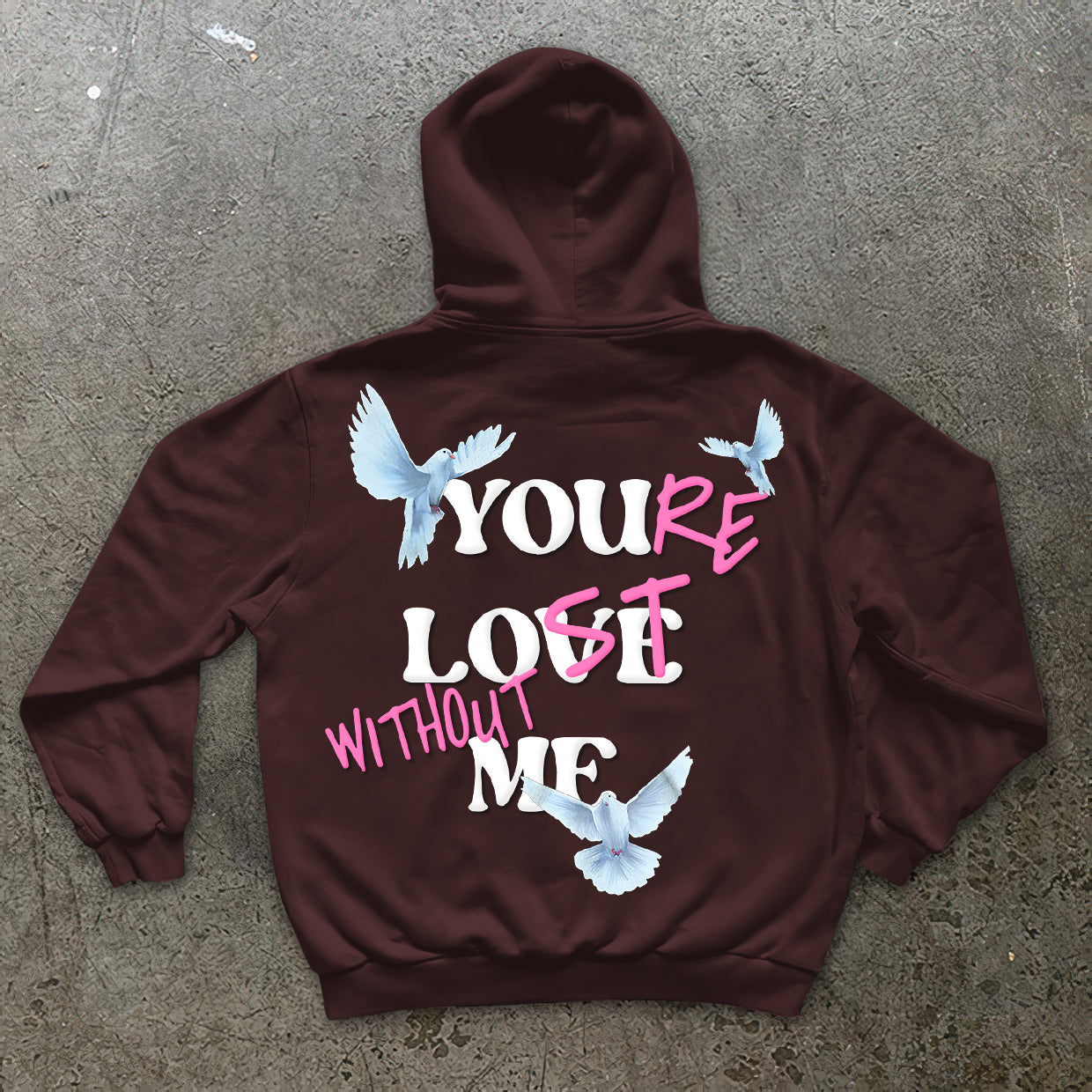 Vercoo You're Lost Without Me & Peace Dove Print Graphic Hoodie