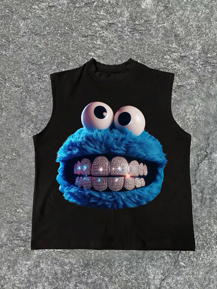 Vercoo Vintage Smiling Diamond Braces Graphics Cotton Tank Top