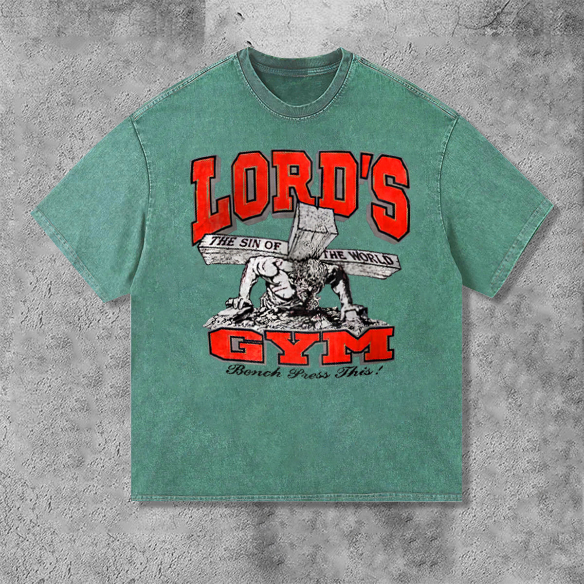 Lord's Gym Print Acid Washed T-Shirt