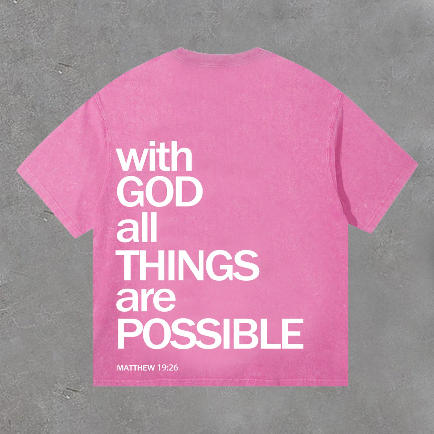 Vercoo With God All Things Are Possible Print Washed T-Shirt