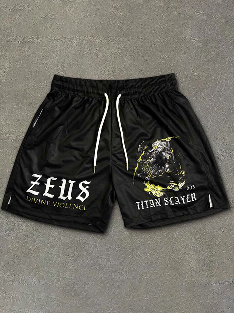 Vercoo Zeus Print Casual Street Mesh Shorts