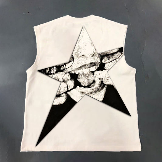 Vintage Star Portrait Print Cotton Tank Top