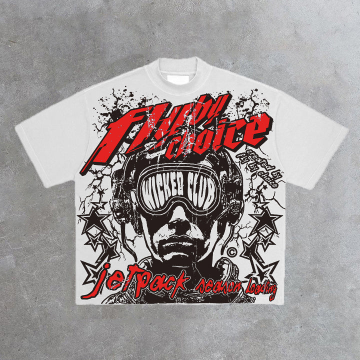 Vintage Fly By Choice Death In Red Graphic Cotton T-Shirt