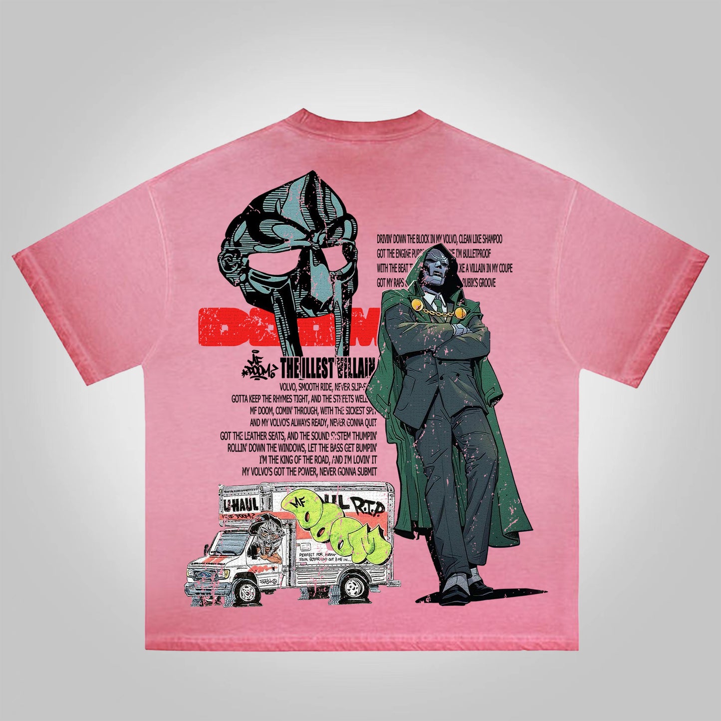 Vercoo Vintage The Illest Villain Mf Doom Graphic Print Washed Cotton T-Shirt