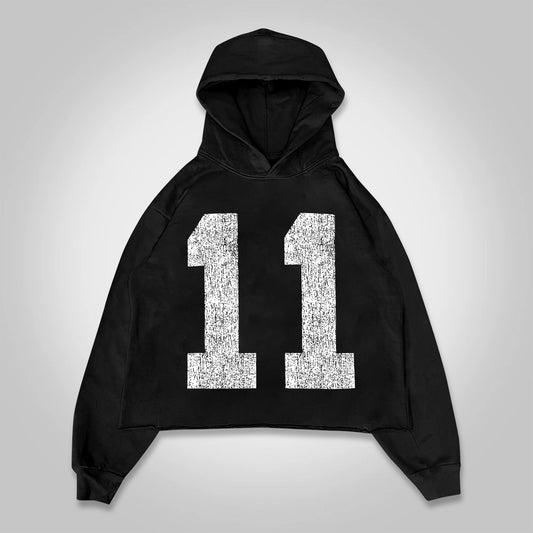 Vercoo Vintage Number 11 Cropped Hoodie