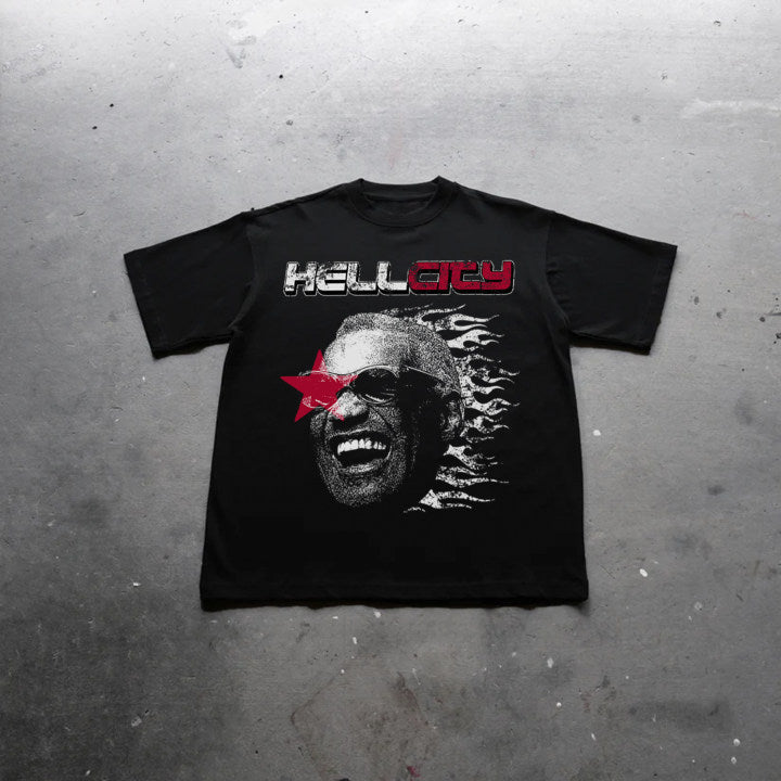 Hellcity - Flame Player Graphics Cotton T-Shirt