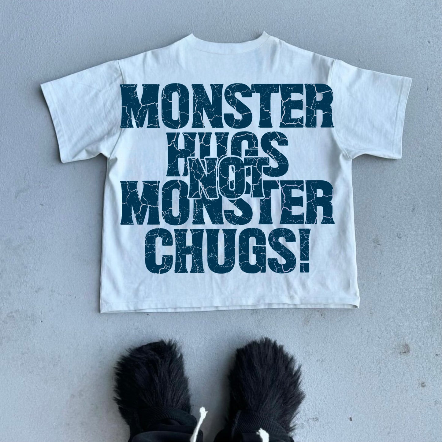 Monster Hugs - Fun Slage Printed Graphic Cotton T-Shirt