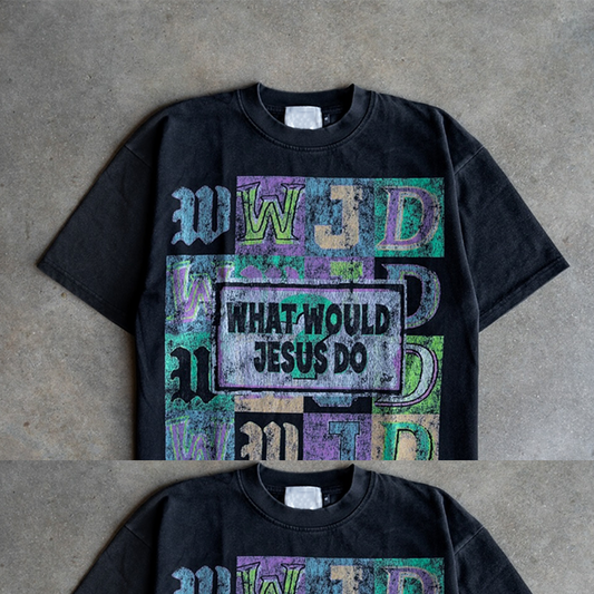 Vercoo What Would Jesus Do Graphic 100% CottonT-Shirt