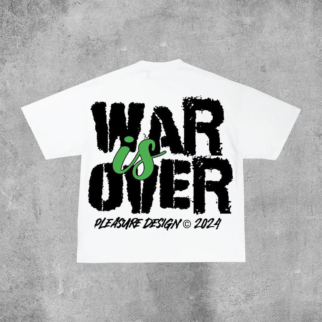 Vercoo Vintage War Is Over Graphic Cotton Short Sleeve T-Shirt