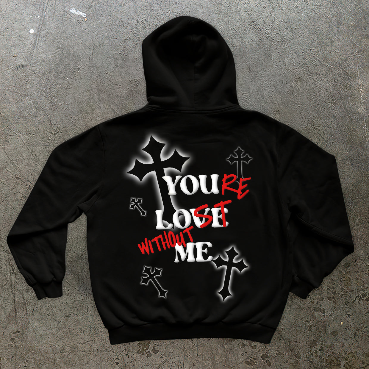 Faith Cross X You Re Lost Without Me Long Sleeve Fleece-Lined Hoodie