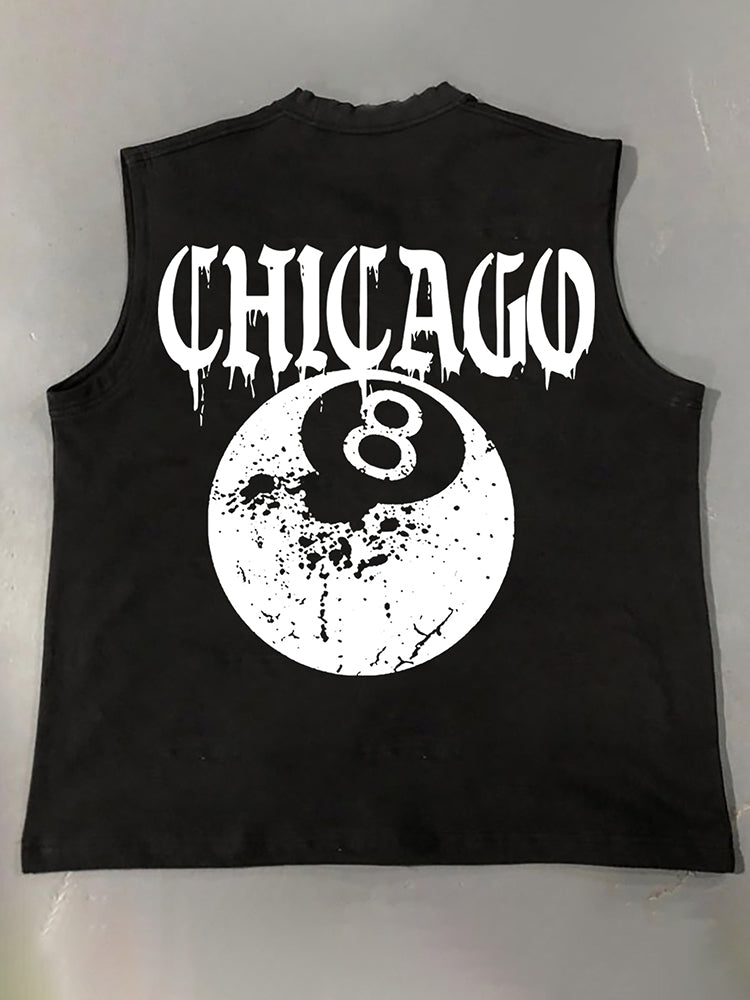 Chicago 8 Ball Print Cotton Tank Top