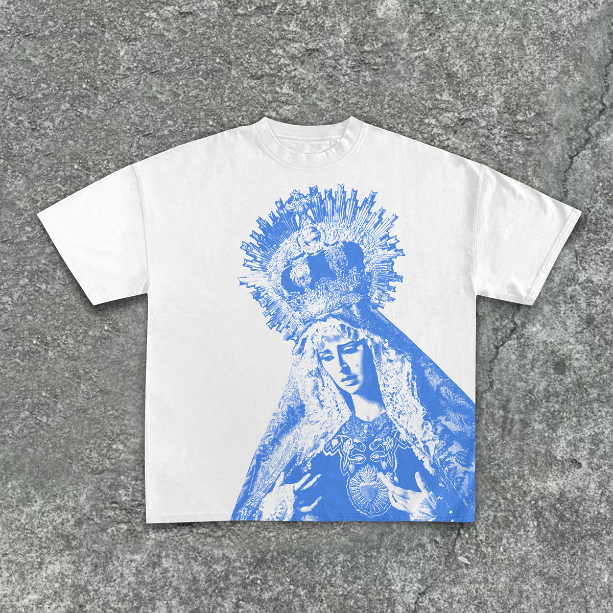 Vintage The Scriptures Of The Blessed Virgin Mary Print Cotton T-Shirt